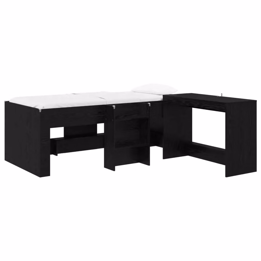 Letto alto per bambini con scrivania vidaXL in legno nero, L/P/H: 190 x 90 x 193 cm – 2