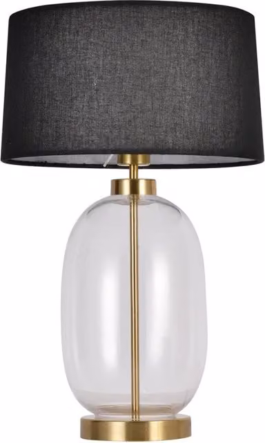 Lampada da tavolo Amur Light Prestige in vetro trasparente e metallo oro e nero con attacco E27 – 1