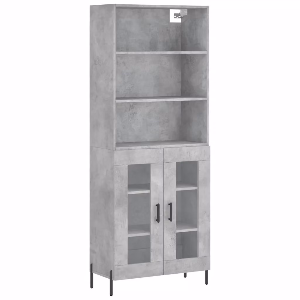 Credenza moderna vidaXL in legno, metallo e vetro, colore grigio, L: 69,5 cm, P: 34 cm, H: 180 cm – 2