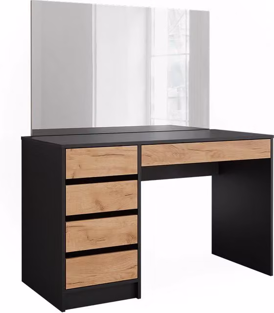 Tavolo da toilette Sherry Antracite/Rovere dorato 120 x 145 cm con specchio Vicco