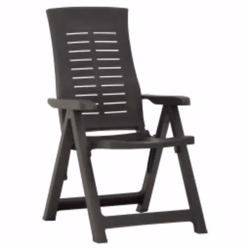 Set di 2 sedie da giardino reclinabili in plastica color antracite opaco con design moderno – 2