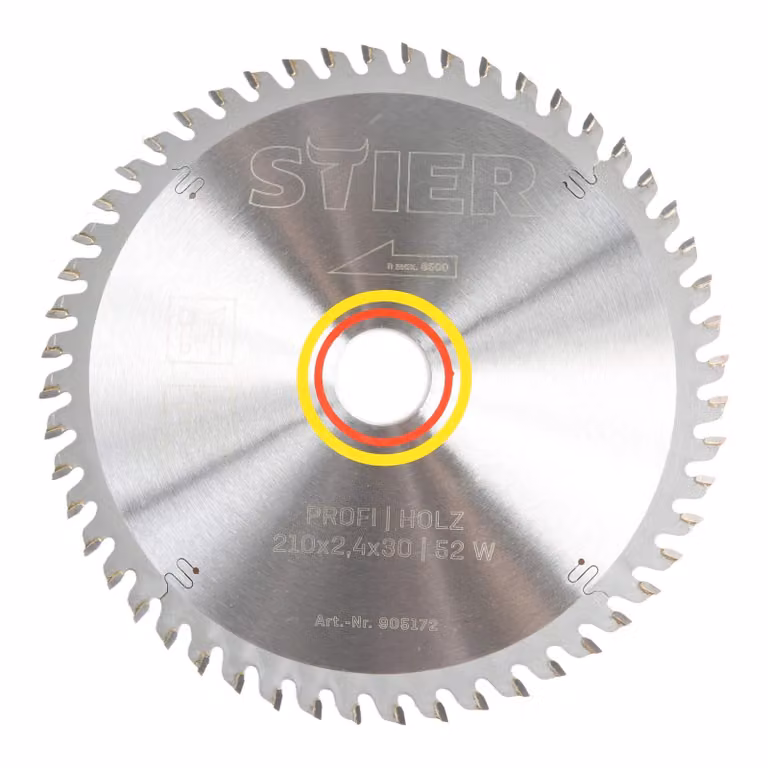 Lama circolare professionale STIER, per seghe circolari manuali, legno, 210x2,4x30, 52 denti alternati, temprata, angolo di taglio 5°