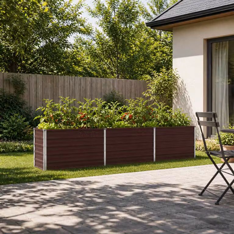 Letto rialzato da giardino vidaXL in metallo color marrone L: 240 cm, P: 40 cm, H: 55 cm