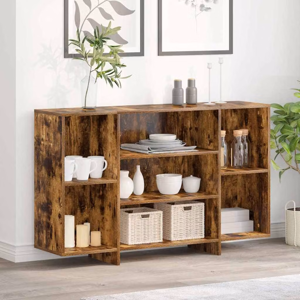 Credenza moderna vidaXL in MDF color rovere fumo L: 120 cm, P: 30 cm, H: 75 cm