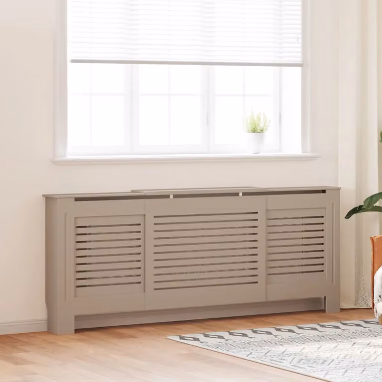 Copertura per radiatore moderna vidaXL in MDF color beige/marrone, L: 205 cm, H: 81,5 cm, P: 20,5 cm