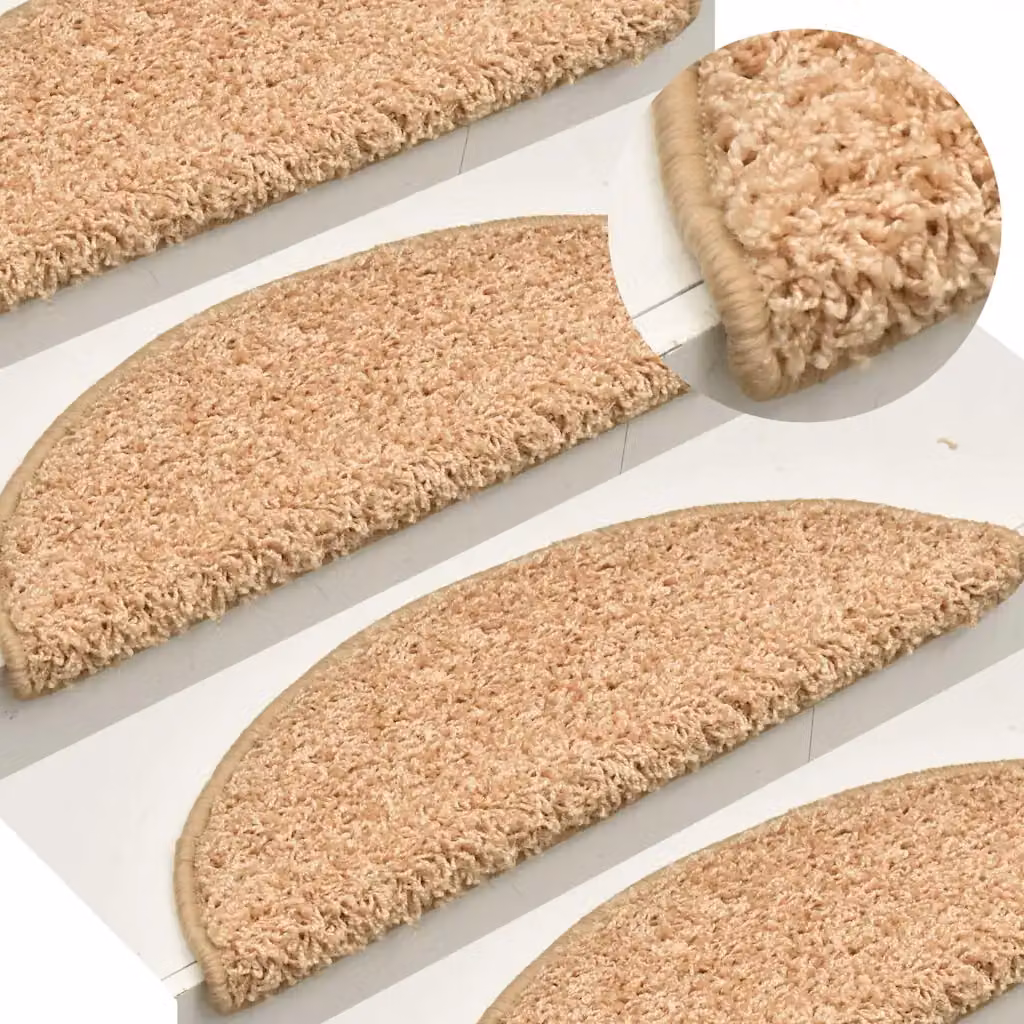 Set di 15 tappetini per scale semicircolari vidaXL, colore oro e beige, L: 56 cm, P: 20 cm, H: 3 cm