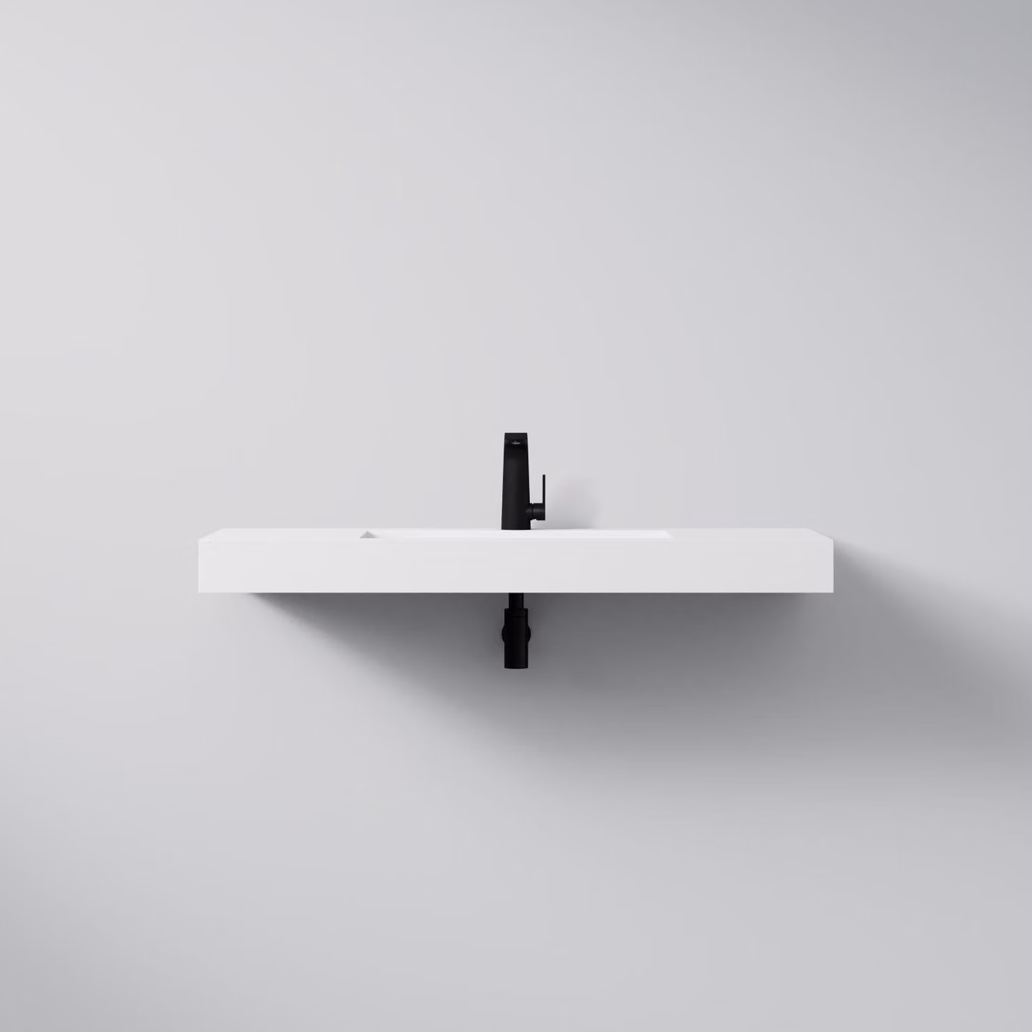 Steinberg Série 444 lavabo mural, 1 trou pour robinet, sans trop-plein, SOLIDSurface, 1200x460x100mm, blanc mat, 4447110W, 4447110W