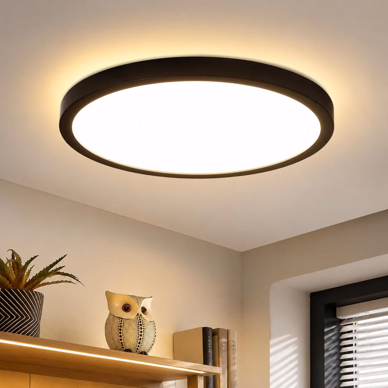 ZMH Lampada da soffitto LED Ø18cm Nero 15W Lampada da cucina Rotonda Illuminazione da soffitto 3000K Piccola IP44 Bianco caldo Lampada da corridoio per camera da letto