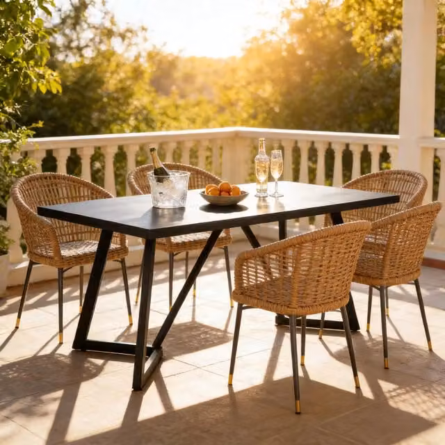 Tavolo da pranzo rettangolare moderno WISHDOR in MDF e metallo, finitura opaca, L: 180 cm, P: 80 cm, H: 75 cm