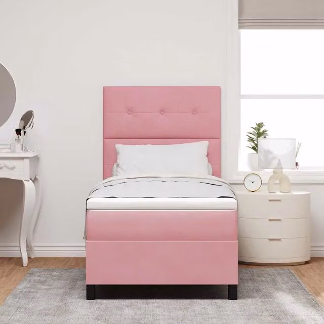 Letto a Sorgente LED con testiera Rosa 80 x 200 cm Velluto 3343279