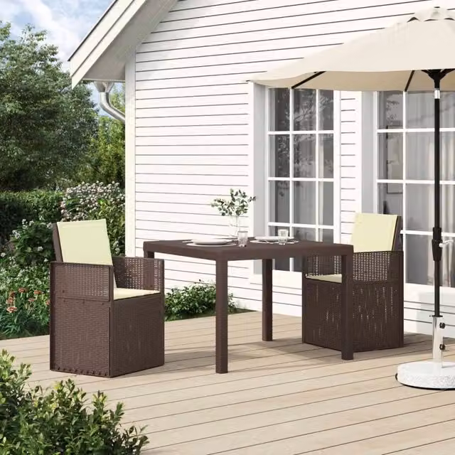 Set da Pranzo per Giardino 3 pz Marrone e Crema PP 3430043