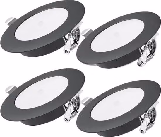 4 faretti LED da incasso 12 V – Faretti da incasso per camper e barche – Illuminazione interna per camion, rimorchi e camper – Nero, 5000 K