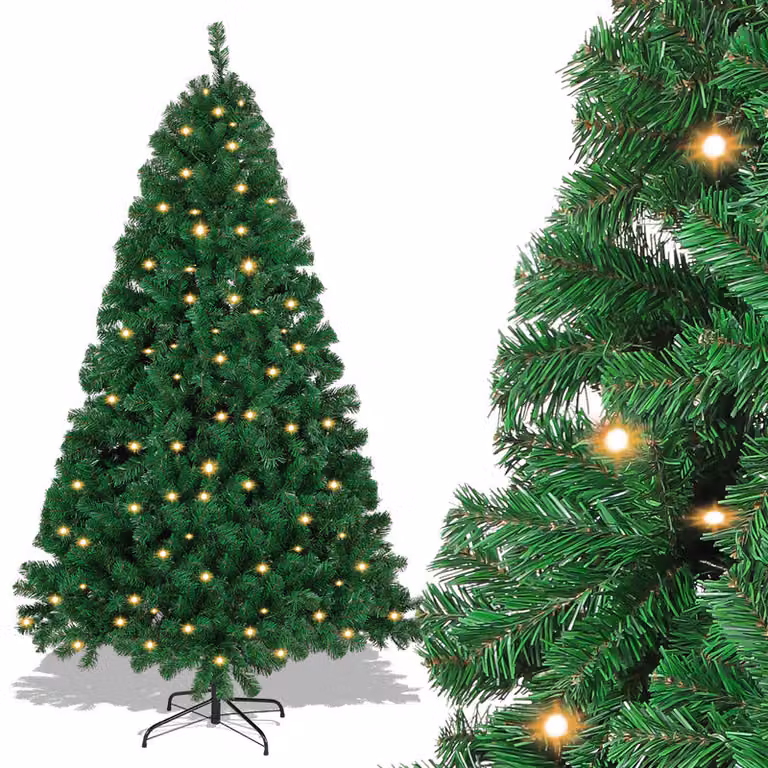 Jopassy LED 180CM Albero di Natale Artificiale Albero di Natale Verde aghi in PVC Albero decorativo per la decorazione di Natale con luci fiabesche, con 860 punte