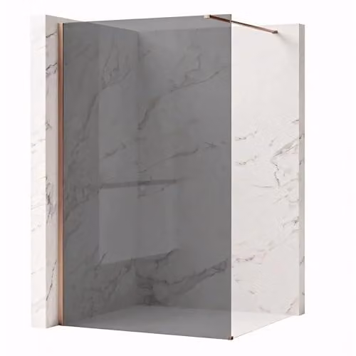 Rea - Parete Doccia Flexi Grey 110 Vetro Grigio Da 8 Mm, Rame Spazzolato, Walk-In 120X110X195Cm
