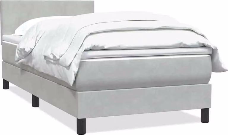 Giroletto a Molle con Materasso Grigio Chiaro 80x220 cm Velluto