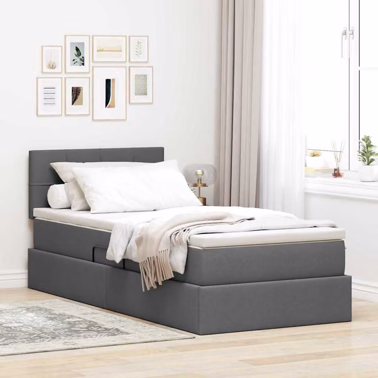 Letto con contenitore e illuminazione LED vidaXL, Grigio, L 100 x H 204 x P 200 cm