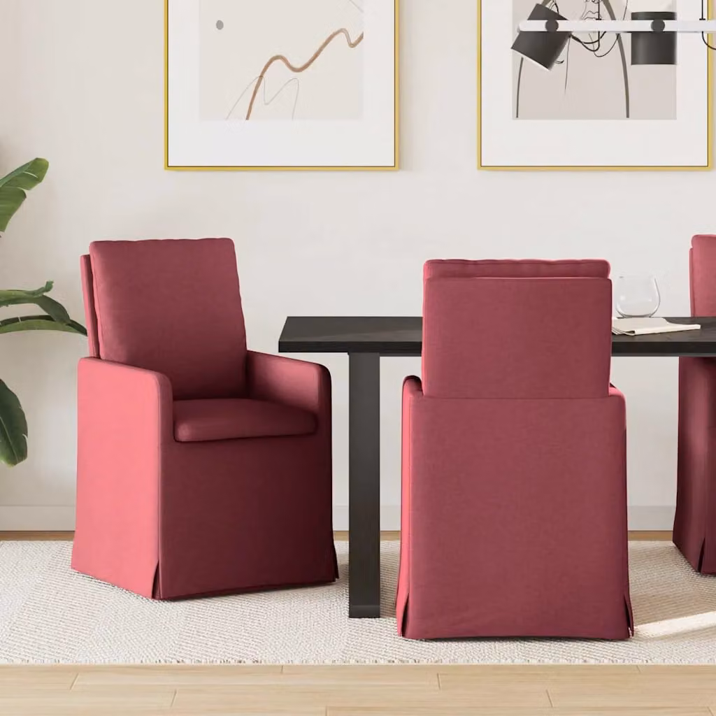 Set di 2 sedie da pranzo vidaXL in tessuto rosso, L: 57 cm, P: 67 cm, H: 98 cm – 1