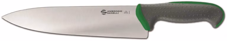 Coltello Trinciante cuoco, lama cm 24, colore verde, linea Tecna