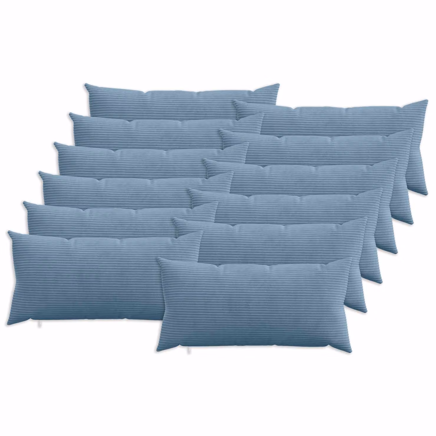 Set di 12 federe vidaXL HEERLEN in velluto a coste blu, L 40 cm x P 80 cm
