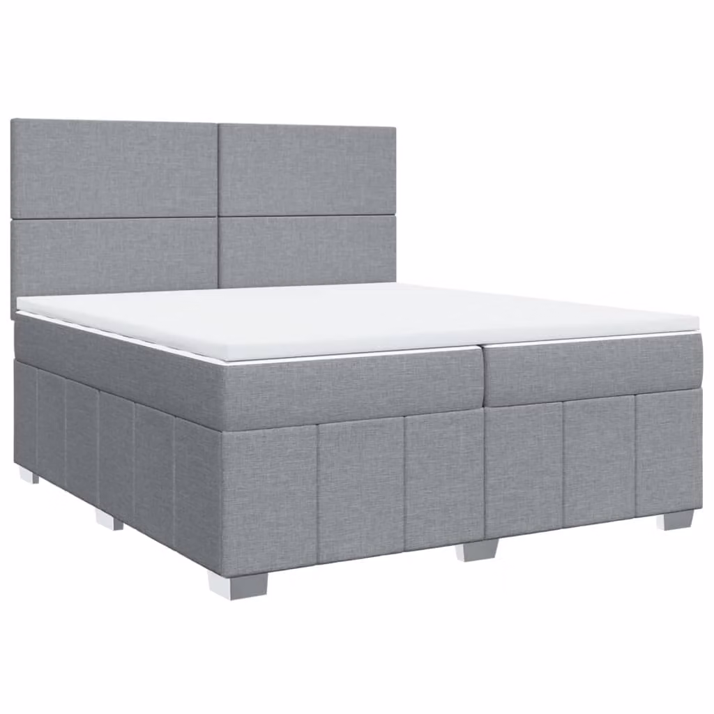 Giroletto a Molle con Materasso Grigio Chiaro 200x200cm Tessuto