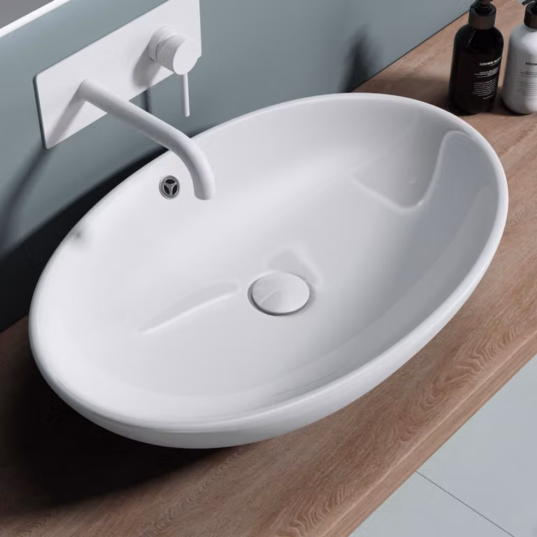 doporro Lavabo da Appoggio 63x41x15cm, Lavandino Bagno in Vetroceramica Nano Rivestimenti Brš¹ssel306