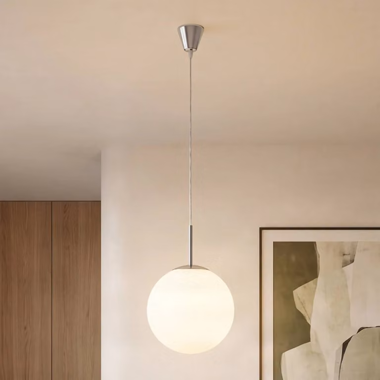 Lampada a sospensione in vetro Marike Lindby, dimmerabile, Bianco / Opale, Soggiorno / Sala da pranzo, Vetro, Moderno, Lampada a sospensione