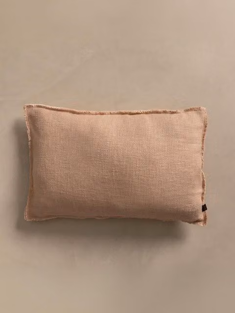 Cuscino rettangolare Lisse color beige in lino e cotone Kenay Home L/P/H: 40 x 40 x 40 cm