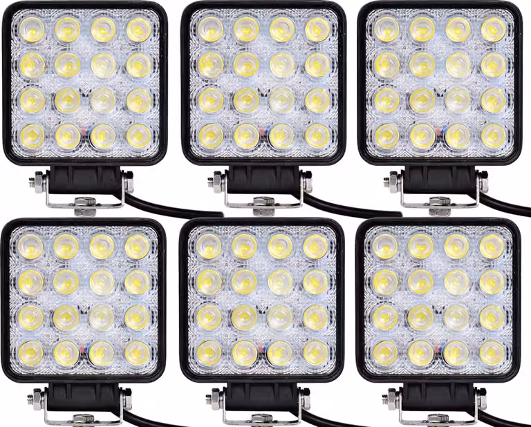 Greenmigo 6 pezzi Luce da lavoro 48W LED Faro da lavoro Fuoristrada Proiettore riflettore Faro da lavoro Faro da lavoro Alluminio pressofuso nero IP67 12V 24V