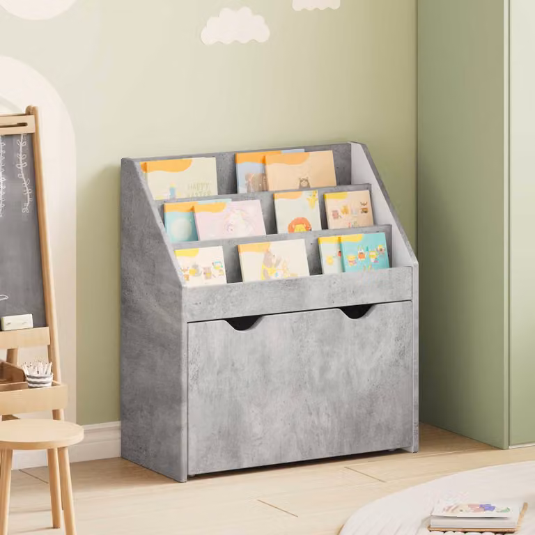 Libreria per bambini vidaXL moderna in MDF grigio opaco L: 60 cm, P: 29,5 cm, H: 69 cm