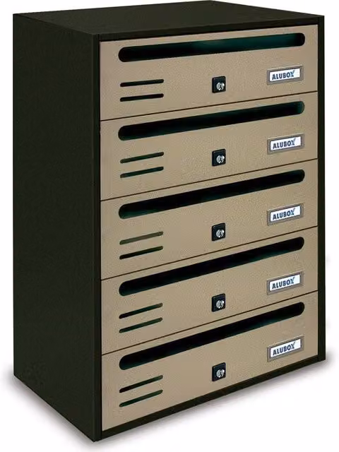 Cassetta postale Alubox Cubo/R 5 in acciaio colore sabbia L: 38,5 cm, P: 25 cm, H: 53 cm