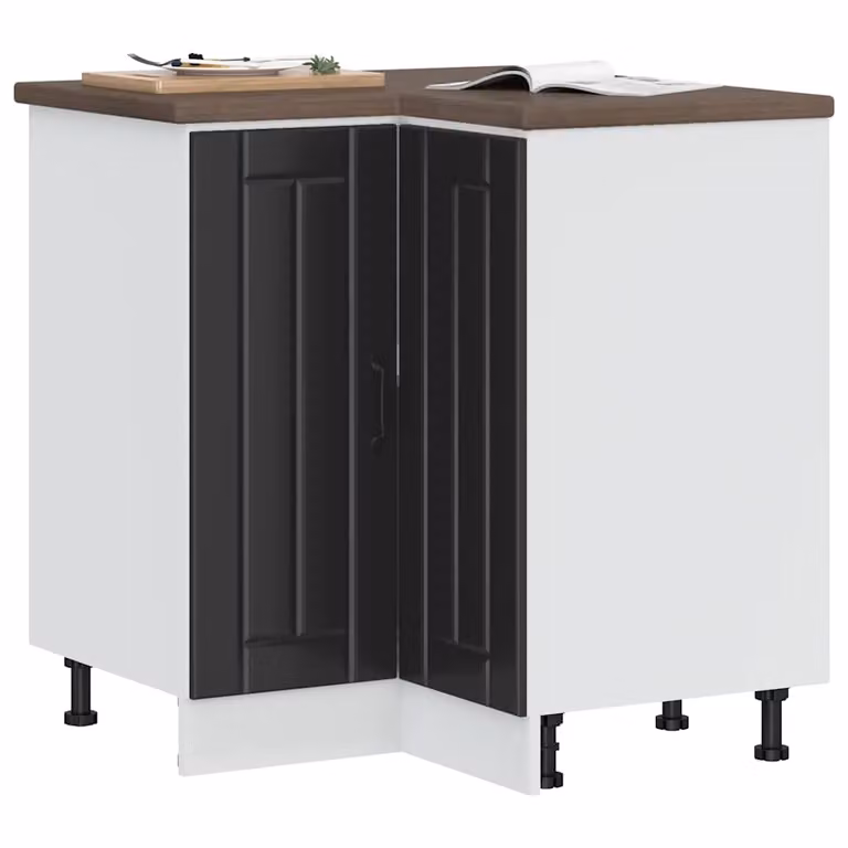 Base angolare per cucina moderna vidaXL Lucca in legno e MDF, nero opaco, L/P/H: 75,5 x 81,5 x 75,5 cm