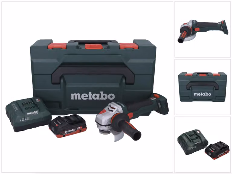 Metabo WB 18 LTX BL 15-125 Quick Smerigliatrice angolare a batteria 18 V 125 mm Brushless + 1x batteria 4,0 Ah + caricabatterie + metaBOX