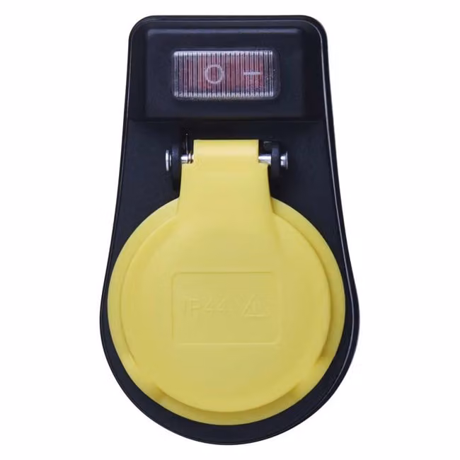 Presa con interruttore, IP44, nero 72104