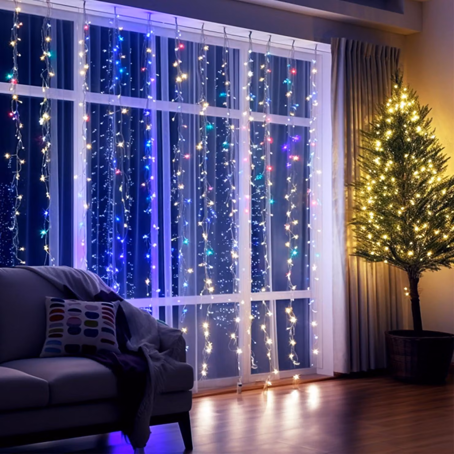 Tenda luminosa a LED, dimensioni 3x3 metri, 300 LED RGB, 8 modalità, timer