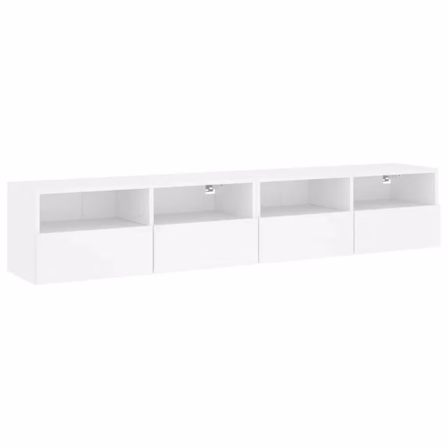 Mobili TV a Parete 2pz-Credenza TV-Console TV Bianchi 80x30x30 cm in Legno Multistrato