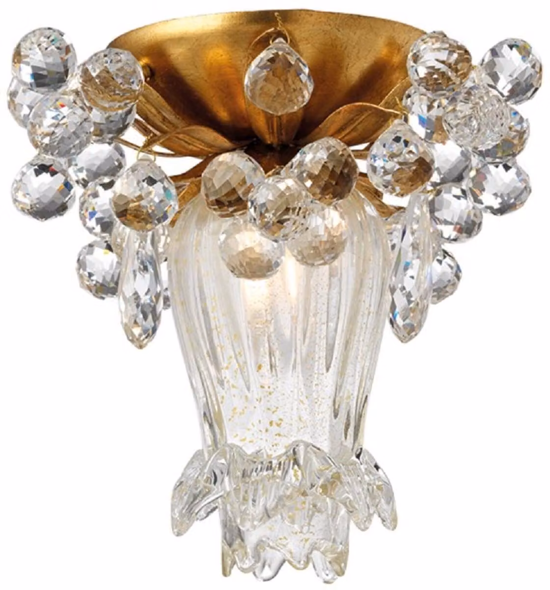 Casa Padrino plafoniera LED oro Ø 15 x H. 17 cm - plafoniera con pregiato cristallo Swarovski - plafoniera per soggiorno - plafoniera per hotel