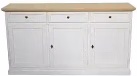 Credenza madia buffet Shabby chic 3 ante mod Martini bicolore bianca e naturale