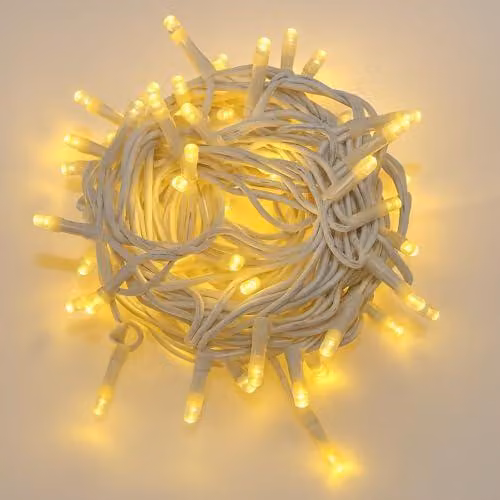 Catena luminosa con 100 LED, lunghezza 10 metri, colore giallo, grado di protezione IP65, espandibile, effetto lampeggiante