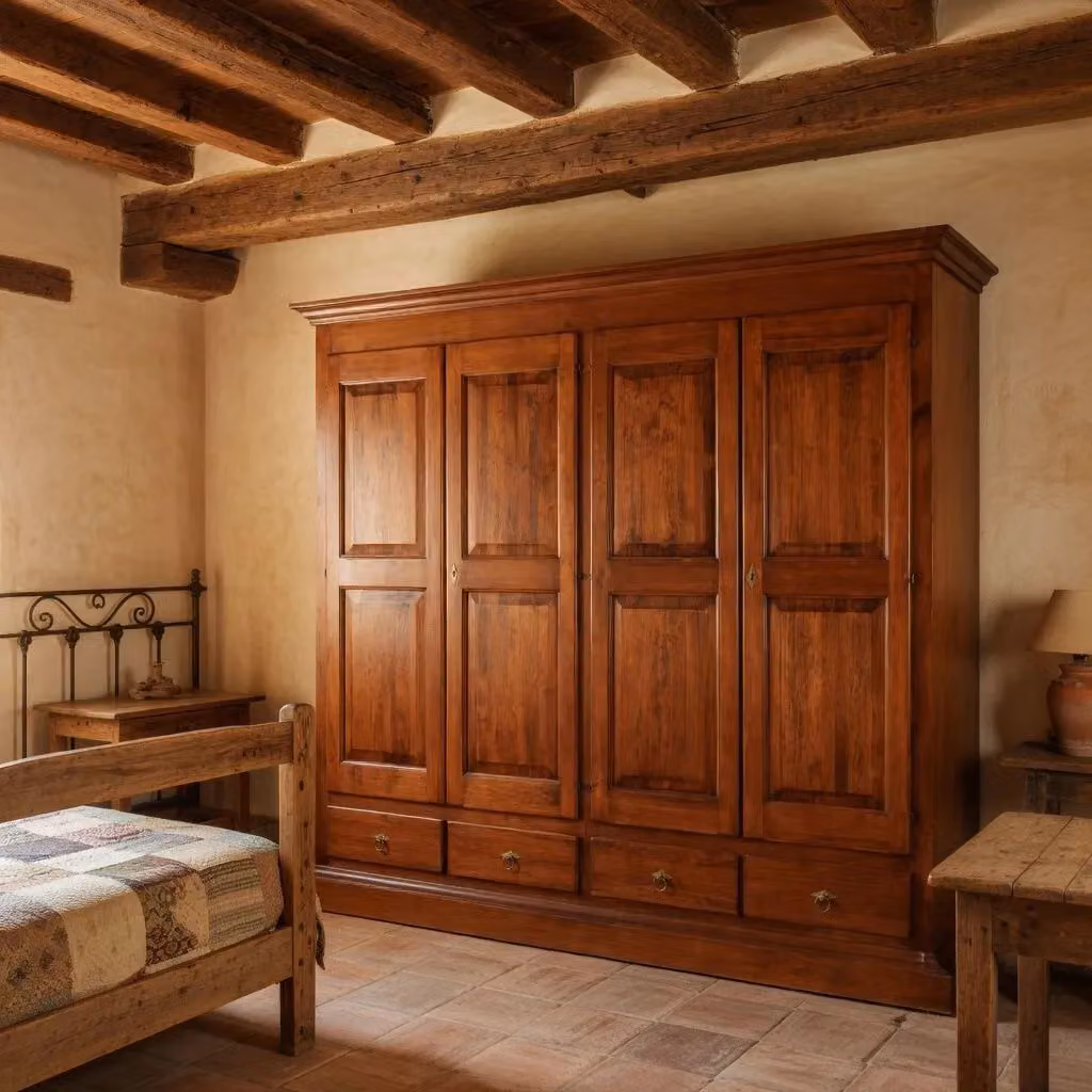 Armadio classico a 4 ante con cassetti integrati in legno di rovere marrone Mobili 2G L: 234 cm, P: 61 cm, H: 221 cm – 3