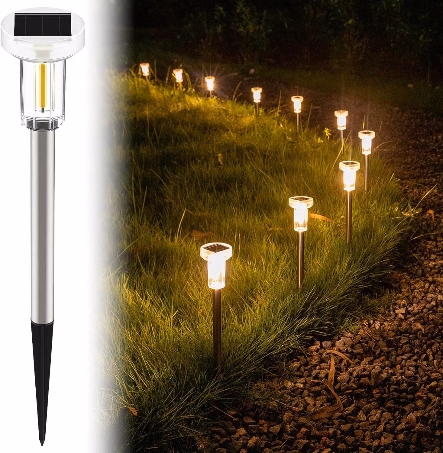 Illuminazione da giardino a energia solare - Faretti da giardino solari - Illuminazione solare per esterni - Impermeabile