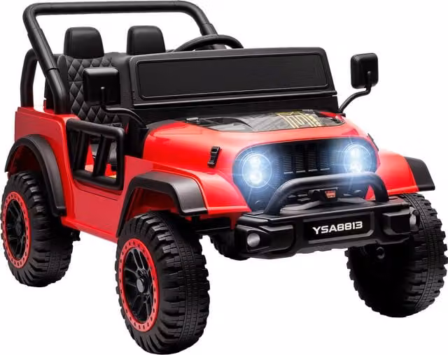 AIYAPLAY Macchina Elettrica per Bambini con Telecomando, 2 Motori, Musica e Clacson, Rosso