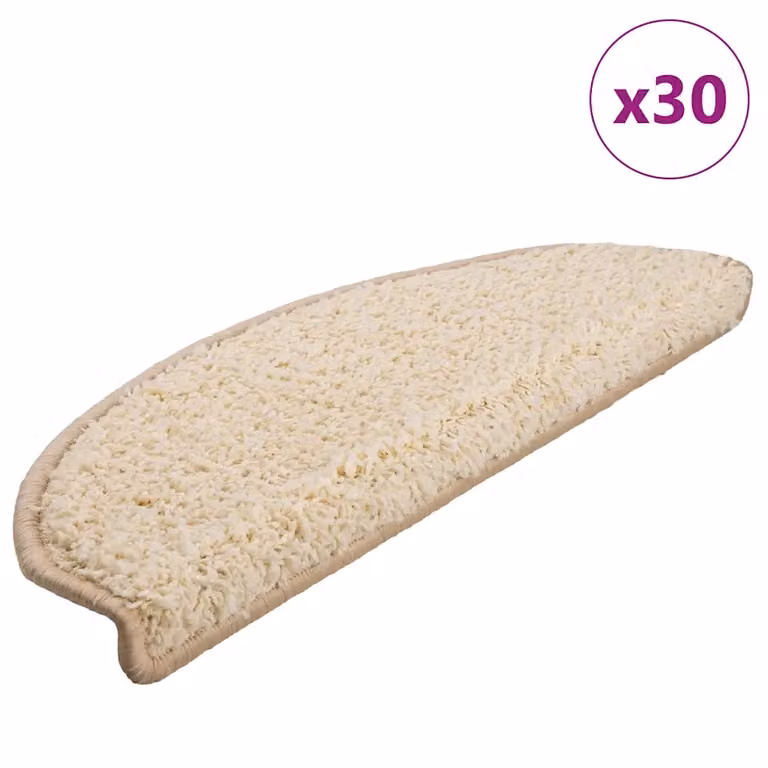 Set di 30 tappetini per scale semicircolari vidaXL, colore beige, antiscivolo e autoadesivi, L 65 x P 40 x H 4 cm