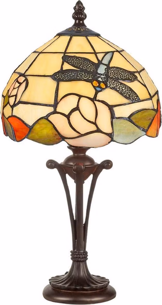 Casa Padrino Lampada da tavolo Tiffany multicolore Ø 25 x H. 47 cm - Lampada Tiffany a sgabello - Lampada Tiffany da tavolo - Luci Tiffany - Interni - Luci