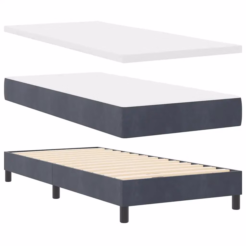 Letto a molle insacchettate vidaXL in velluto grigio con illuminazione LED sottostante L/P: 90 x 200 cm – 2