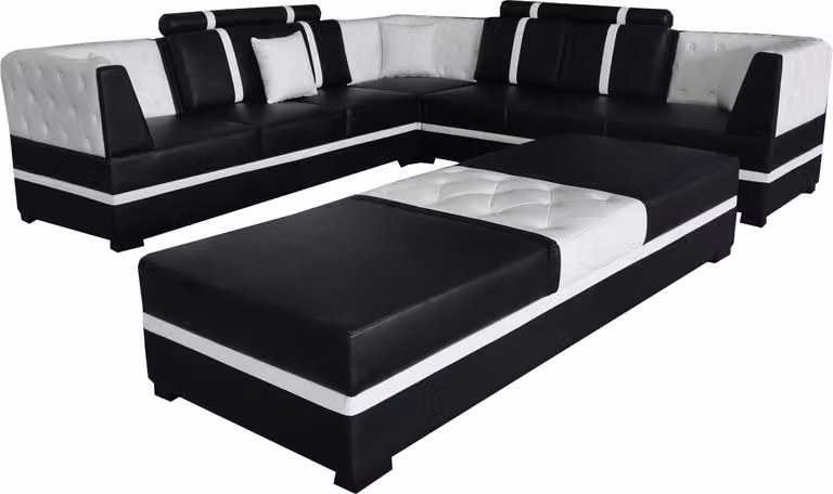 Eck Sofa Couch Wohnlandschaft Leder Couchen Polster Ecke Sitz Garnitur A1128