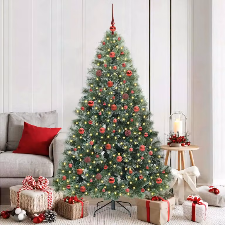 Albero di Natale artificiale moderno vidaXL verde con 300 LED luce bianca calda in PE e PVC