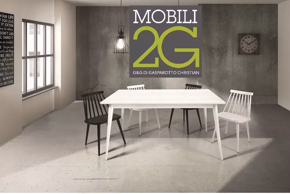 Tavolo allungabile moderno in abete spazzolato laccato bianco Mobili 2G L: 140 cm, P: 85 cm – 1