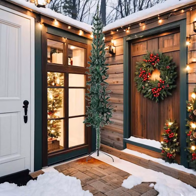 vidaXL Albero Natale Artificiale Sottile a Metà Supporto Verde 240 cm