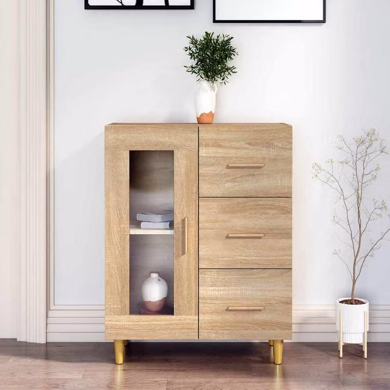 Credenza vidaXL in Rovere Sonoma e Legno Multistrato, L: 69,5 cm, P: 34 cm, H: 90 cm