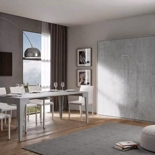 Letto matrimoniale a scomparsa Kentaro Kivio colore cemento grigio